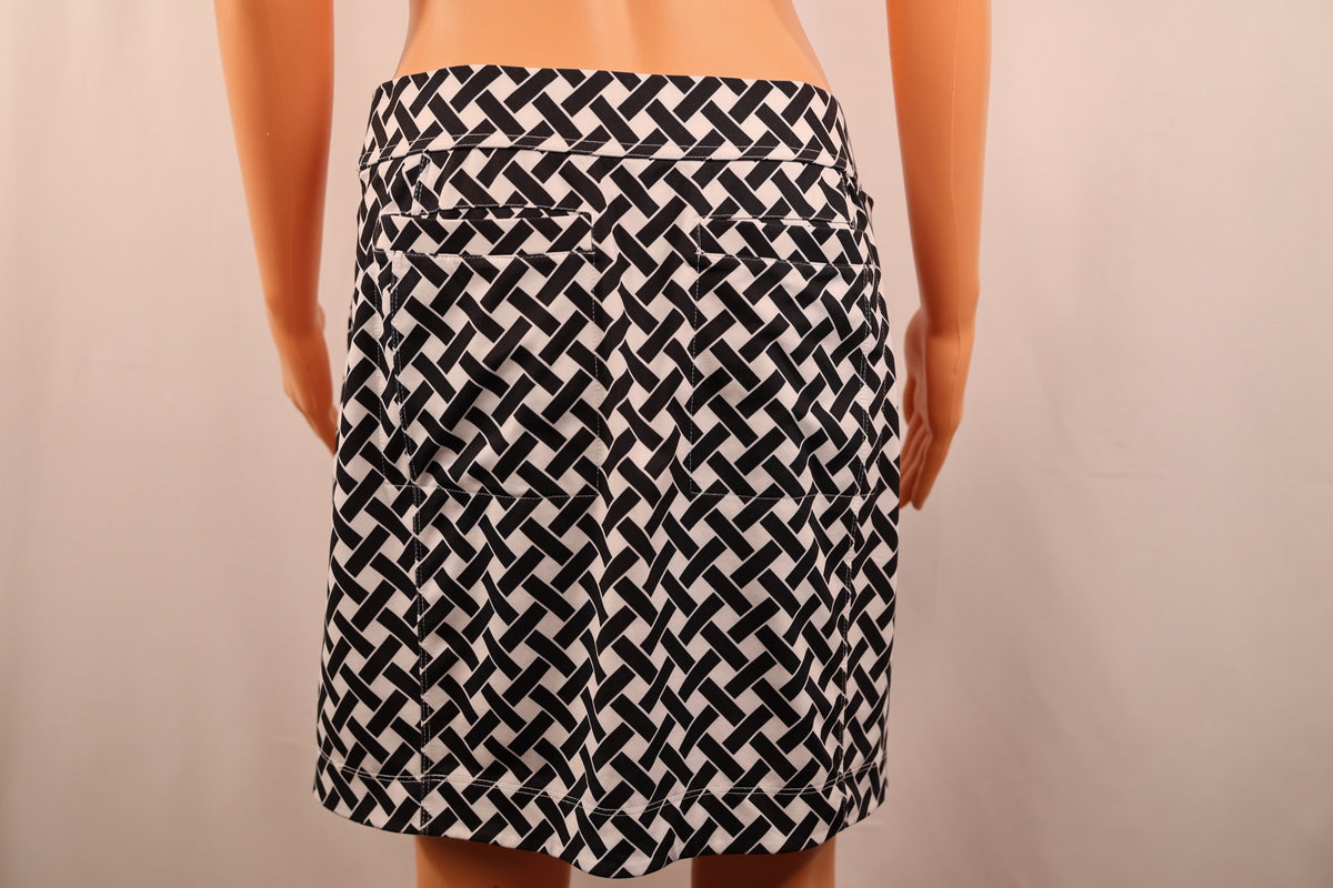 Belyn Key skort, black and white basketweave, back