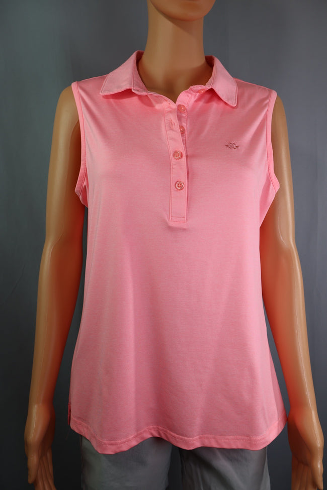 Mofiz Sleeveless Polo, Coral, Size M