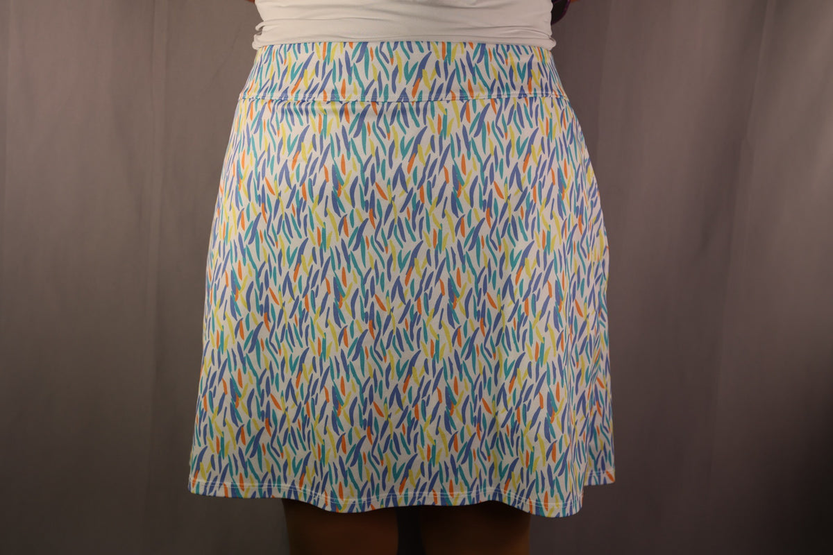 Bermuda Sands Skort, White Brushstroke Print, back