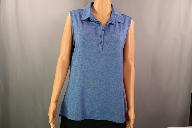 Mofiz Sleeveless Polo, Blue Heather, Size L