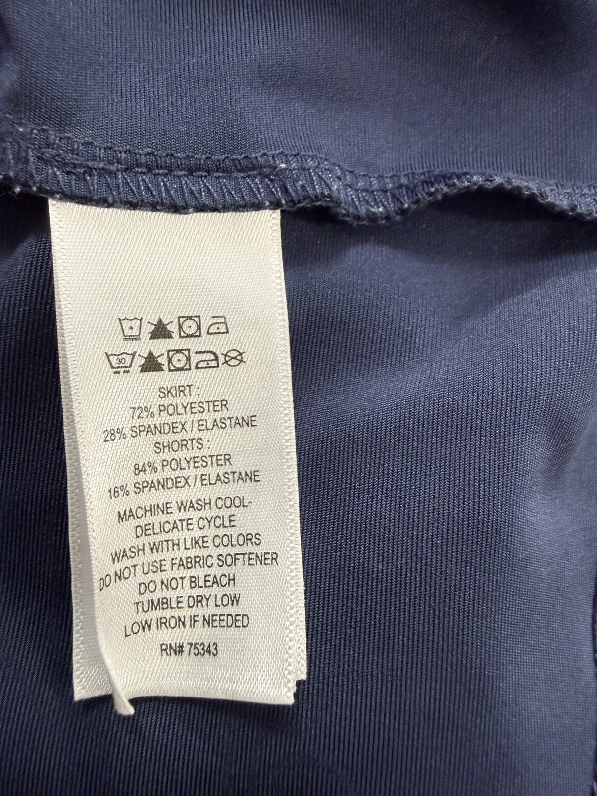 Tommy Bahama Skort care and fabric label