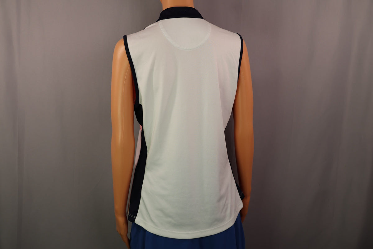 Callaway Sleeveless Top, White/navy/multicolor stripe, back