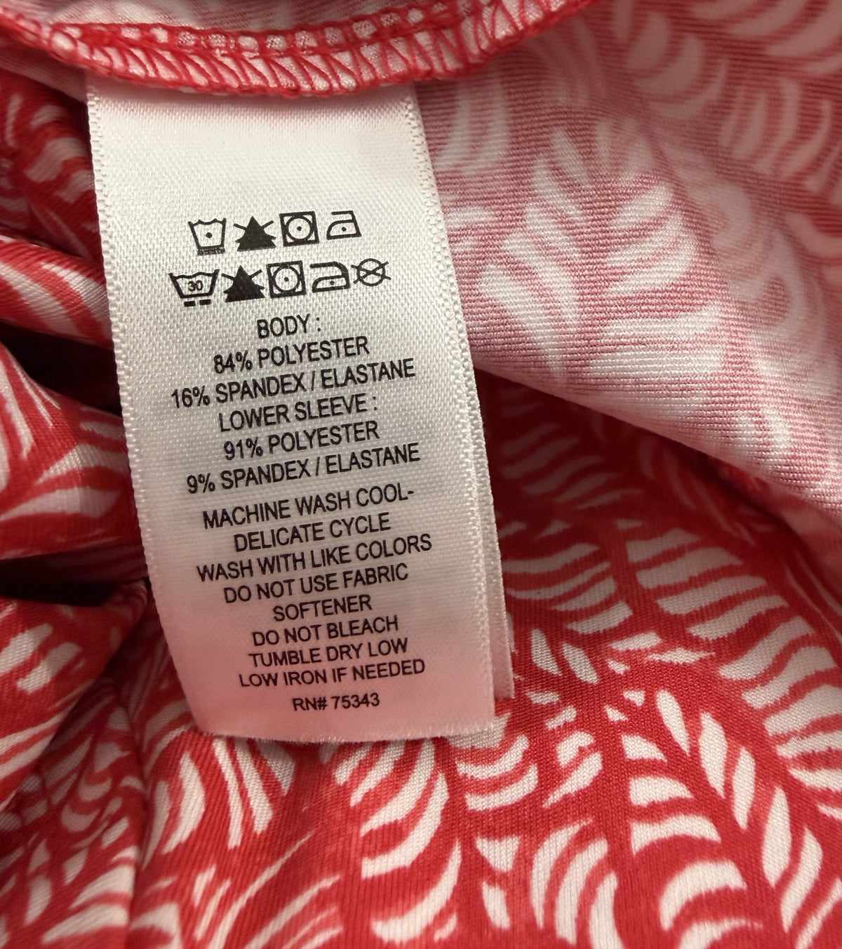 Tommy Bahama Long-Sleeve Quarter-Zip care and fabric label