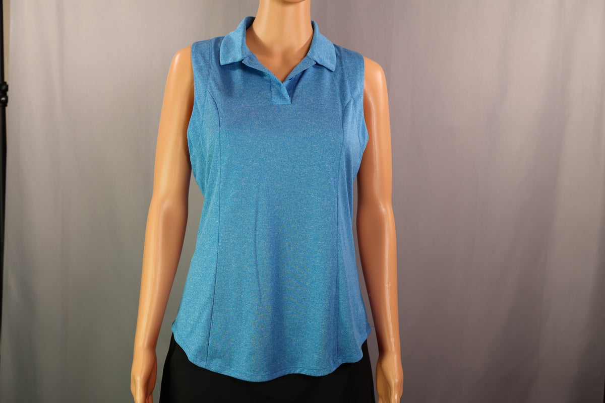 Callaway Sleeveless Polo, Turquoise heather, front