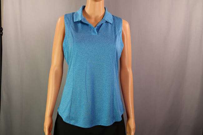 Callaway Sleeveless Polo, Turquoise Heather, Size M