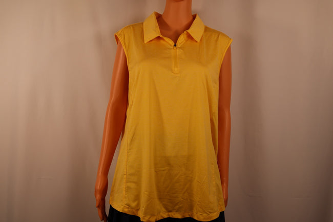 Gradual Sleeveless Quarter-Zip Polo, Yellow, Size 2XL