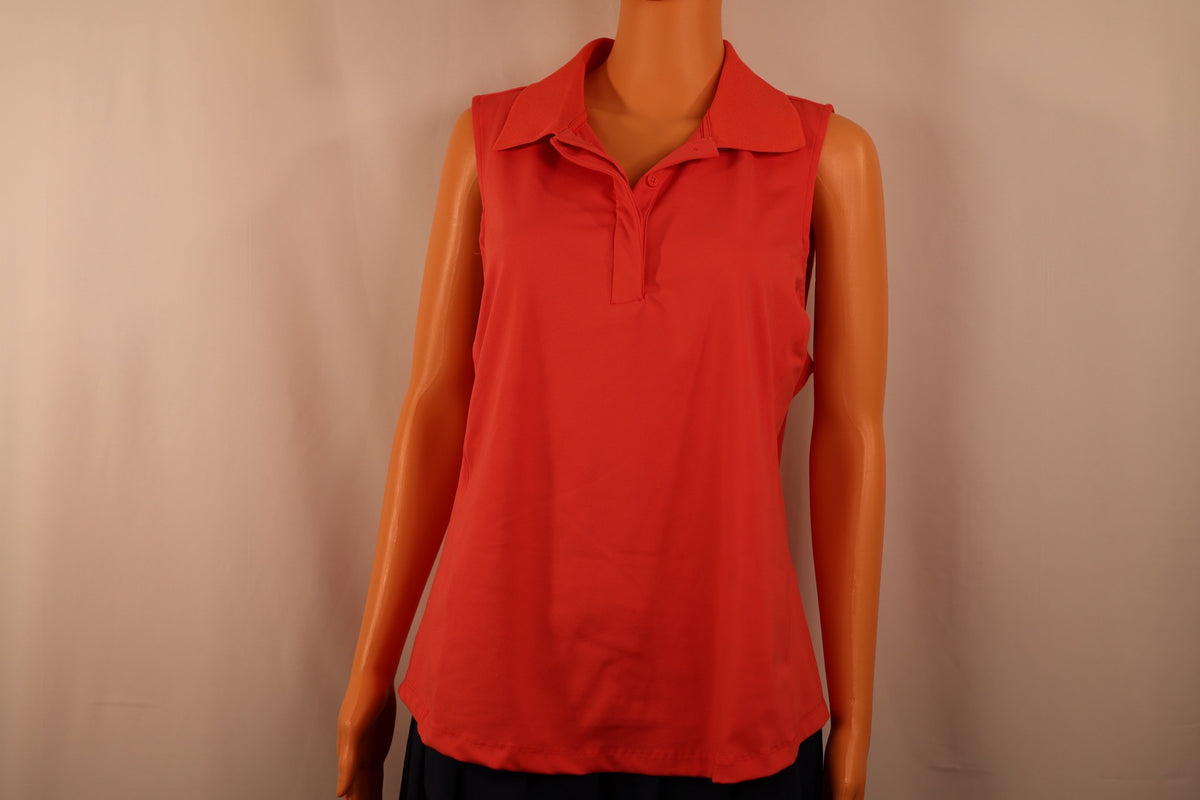 Lands' End sleeveless polo orange coral, front