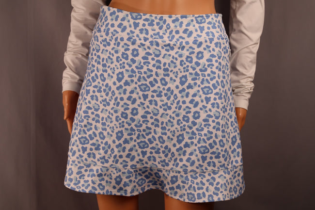 Renwick Skort, Blue Leopard Print, Size S