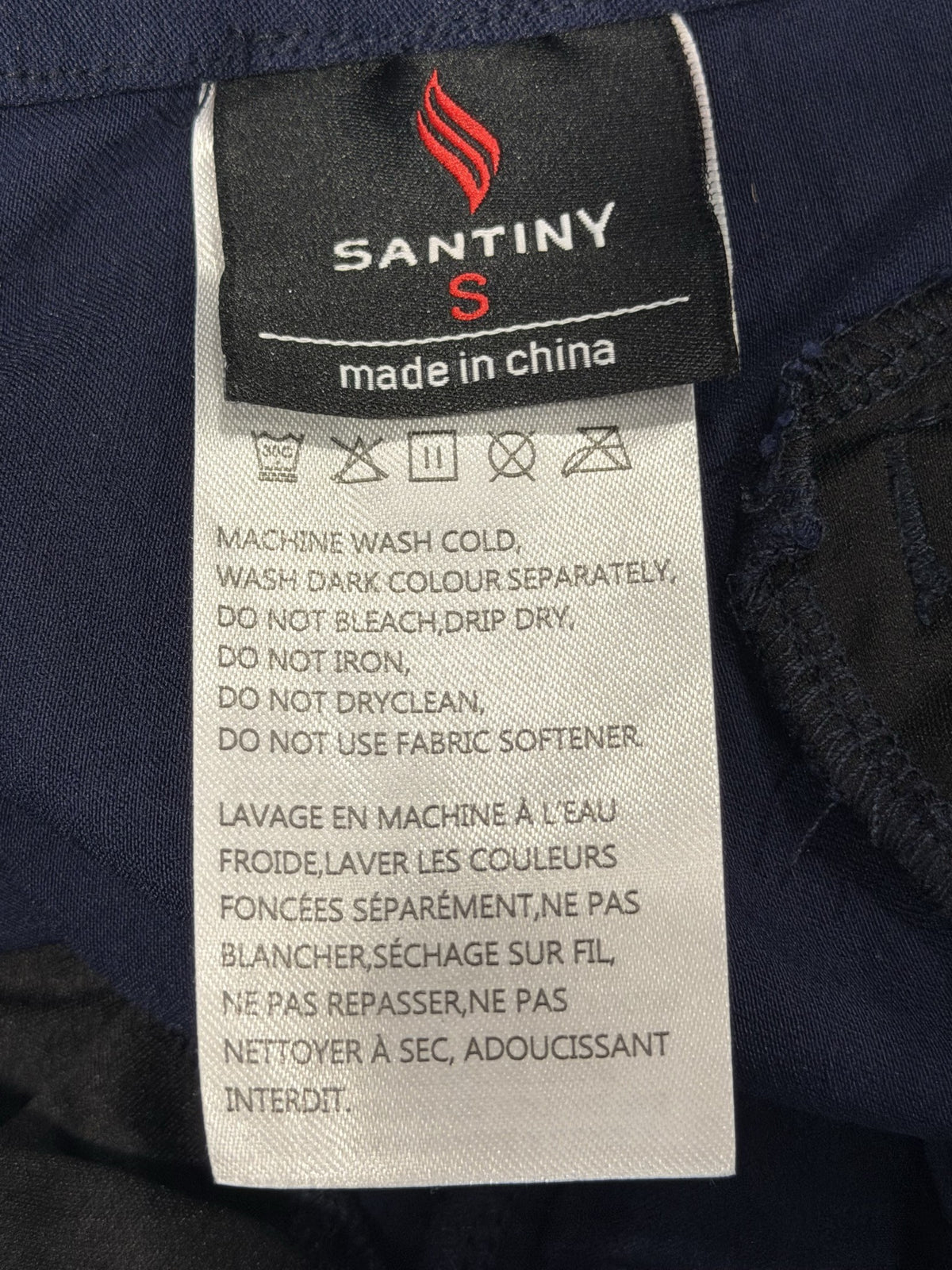 Santiny Shorts Slate Blue - brand and care label