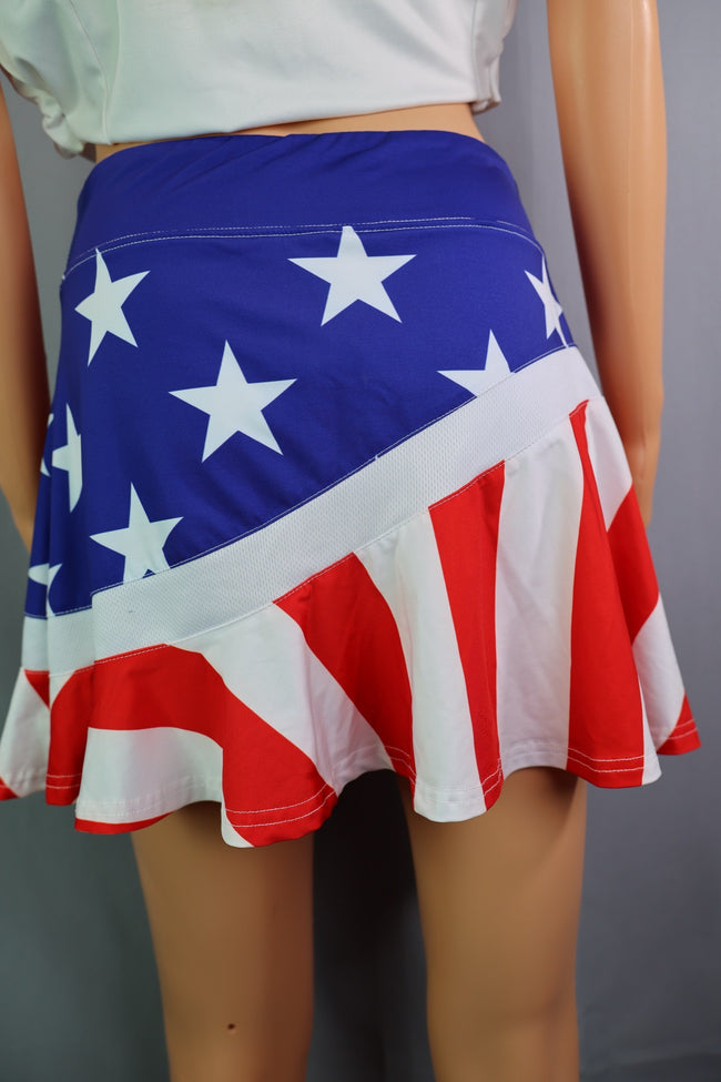 Ekouaer Skort, Stars And Stripes, Size M
