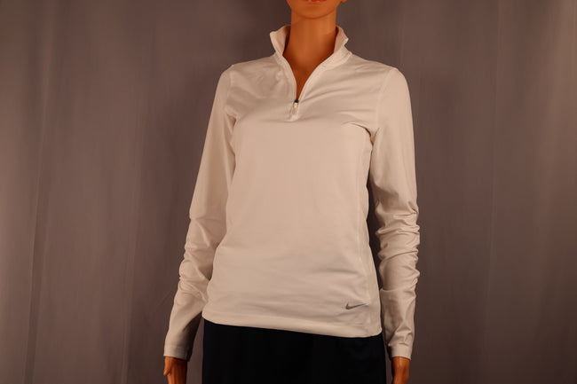 Nike Long-Sleeve Half-Zip, White, Size XS