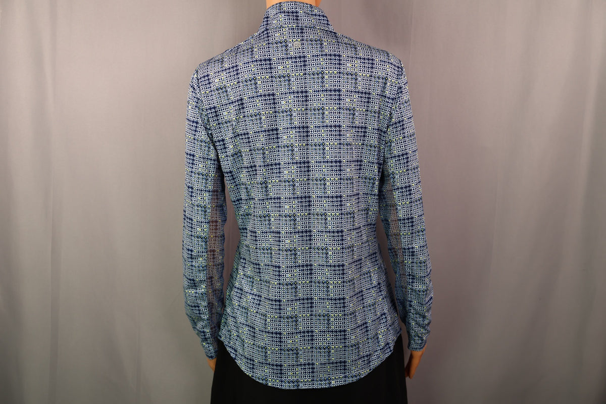 EP New York Long-Sleeve Quarter-Zip, Blue/navy geometric print, back