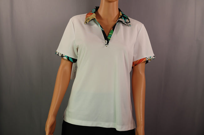 Monterey Club Short-Sleeve Polo, White, Size M