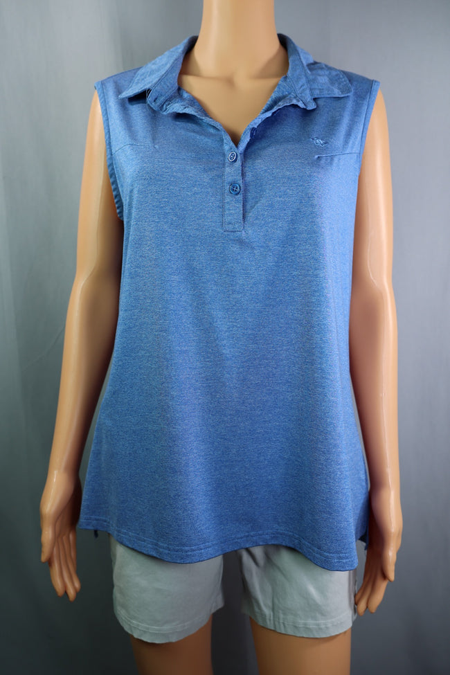Mofiz Sleeveless Polo, Blue Heather, Size L