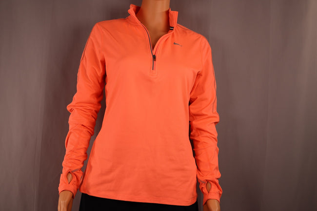 Nike Long-Sleeve Half-Zip, Orange, Size S