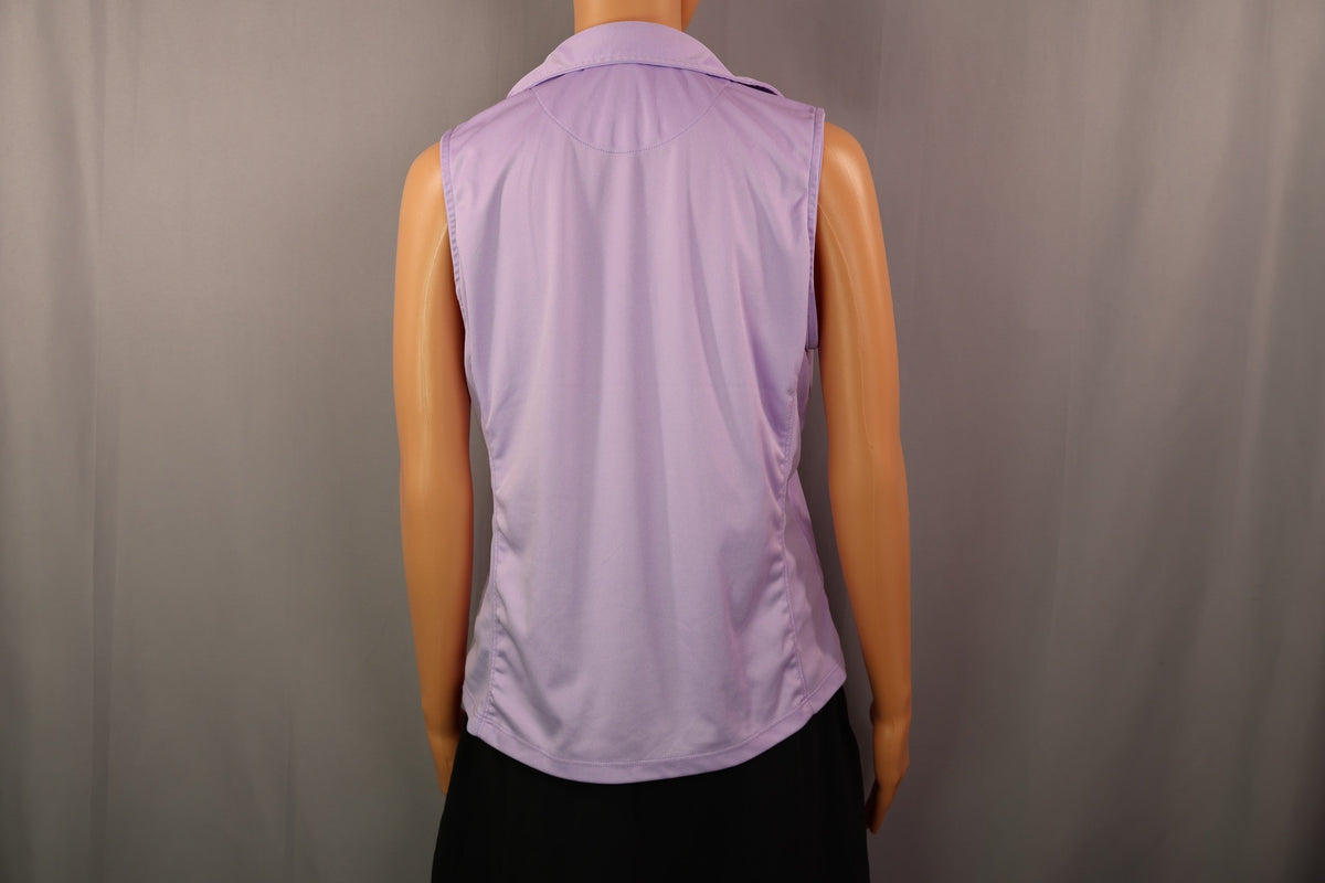 Tail Sleeveless Polo, Lavender, back