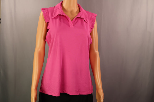 Gottex Sleeveless Polo, Hot Pink, Size L