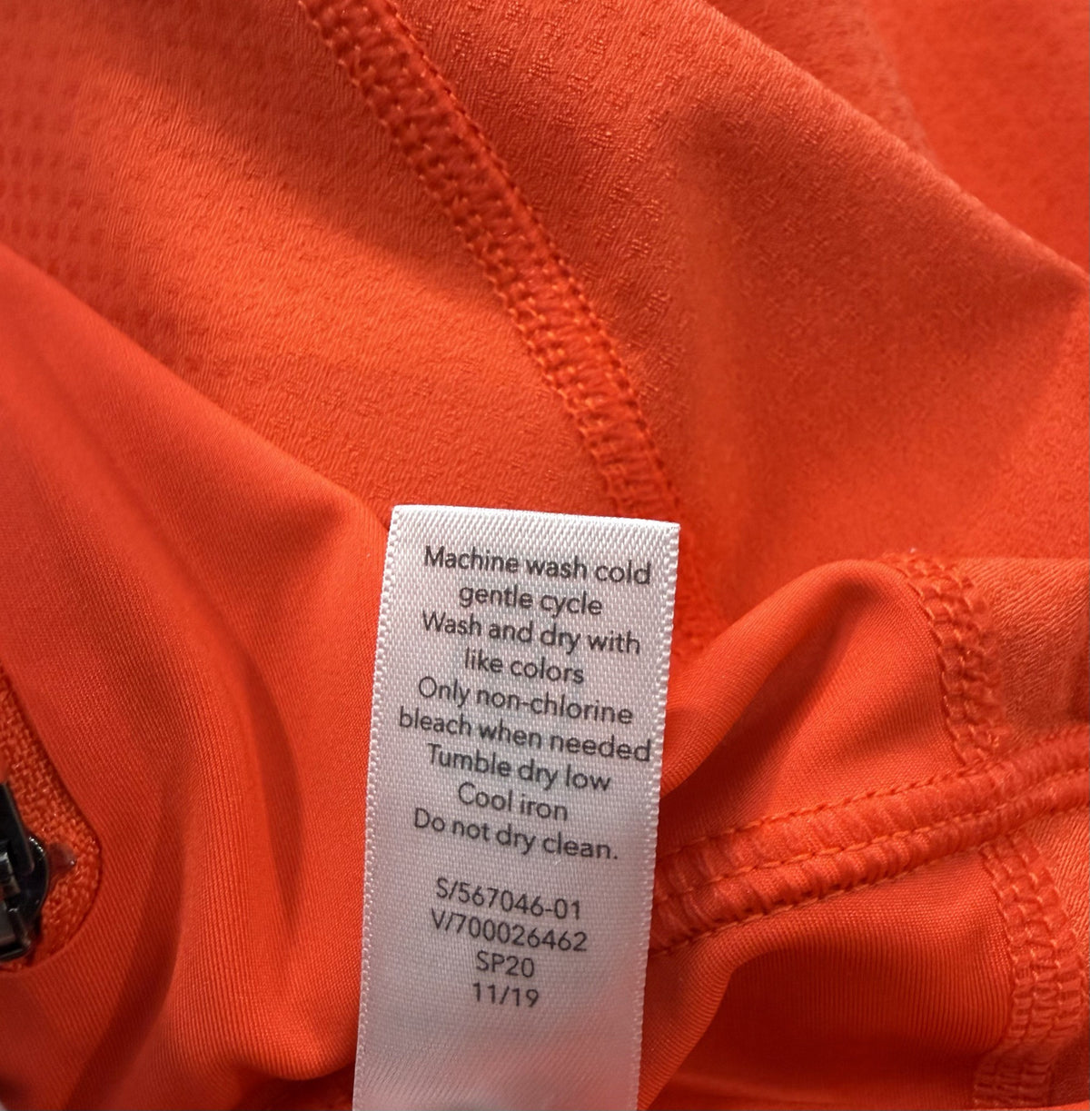 Athleta Skort care and fabric label