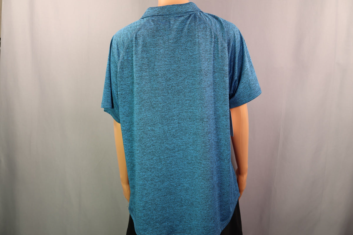 Miss Fortune Short-Sleeve Quarter-Zip Polo, Teal heather, back