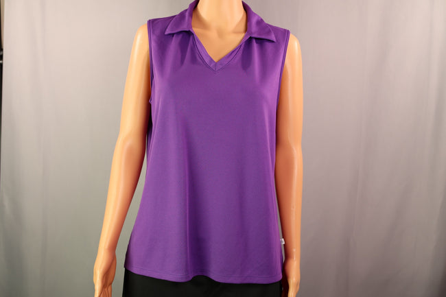 Lady Hagen Sleeveless Polo, Purple, Size L