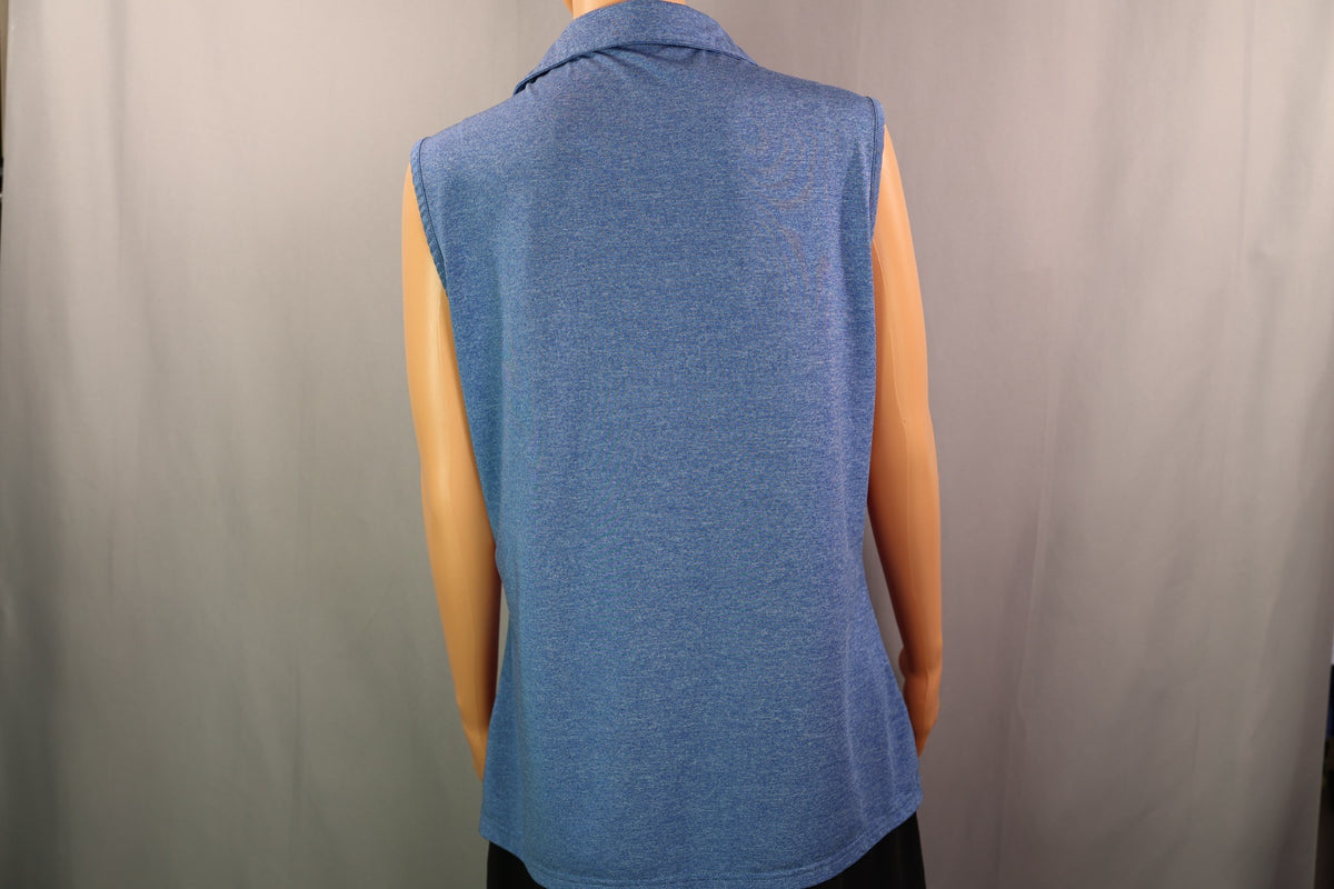 Mofiz Sleeveless Polo, Blue heather, back