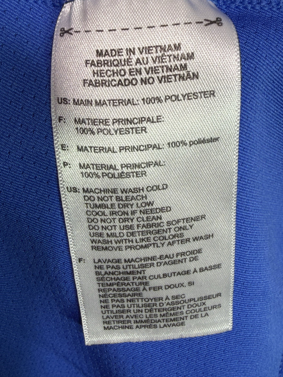 adidas Polo care and fabric label