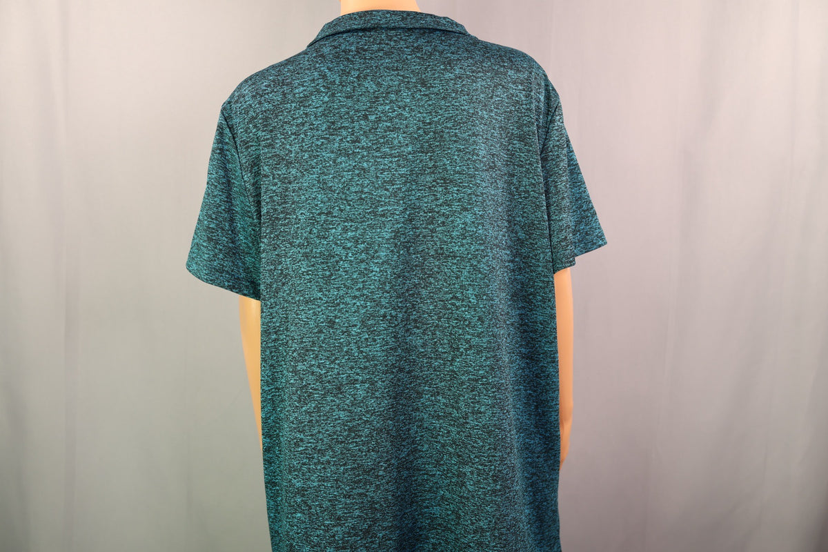 Miss Fortune Short-Sleeve Quarter-Zip Polo, Teal/black heather, back