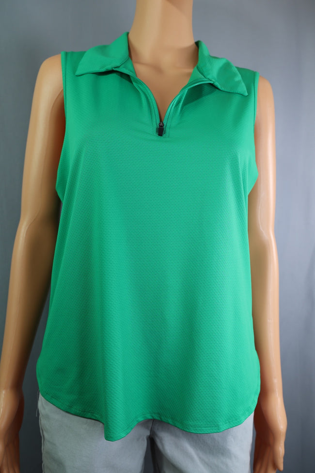 Pinspark Sleeveless Quarter Zip, Green, Size M