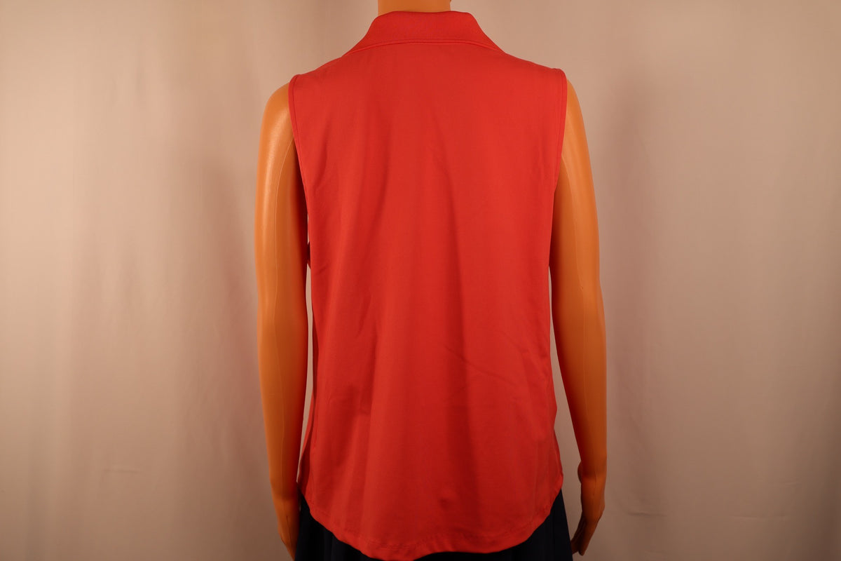 Lands' End sleeveless polo orange coral, back