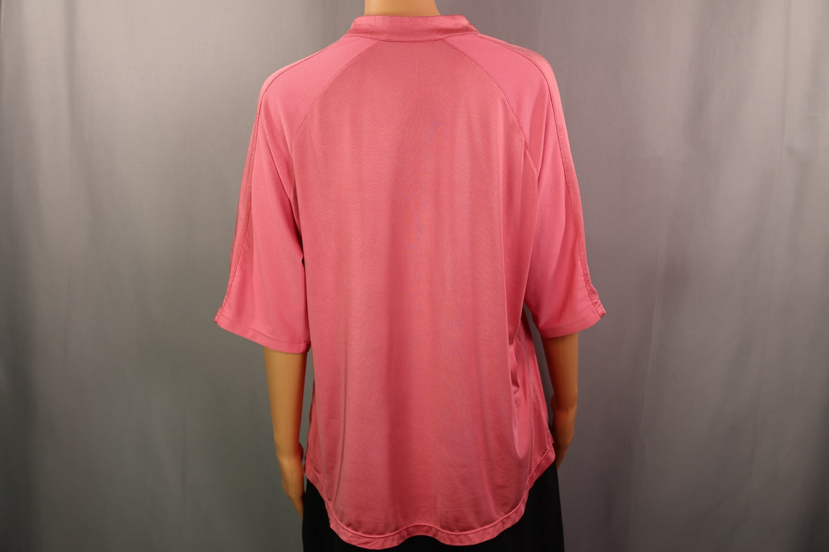 Tail Short-Sleeve Mock-Zip, Pink, back