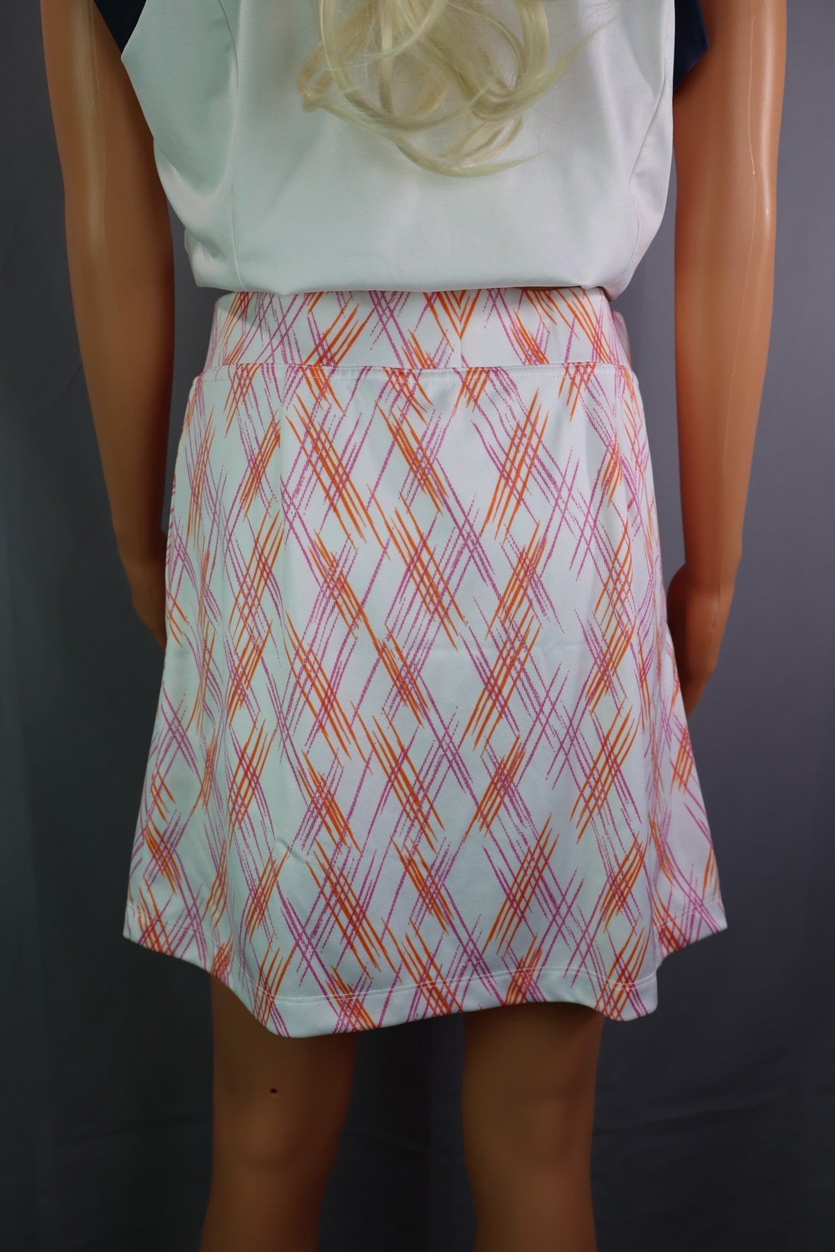 Callaway Skort, White with Orange and Pink Plaid - back