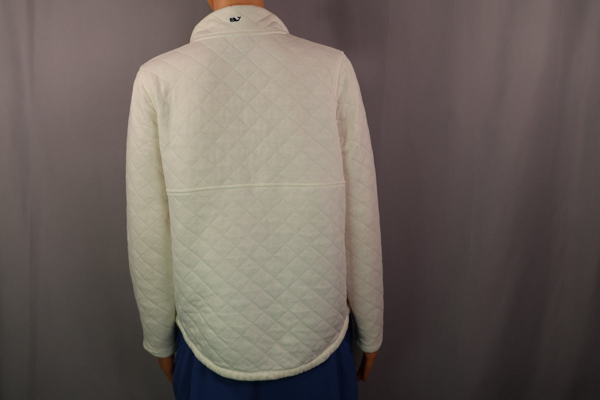 Vineyard Vines Quilted Pullover, White, back
