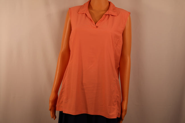 Gradual Sleeveless Polo, Peach, Size XXL