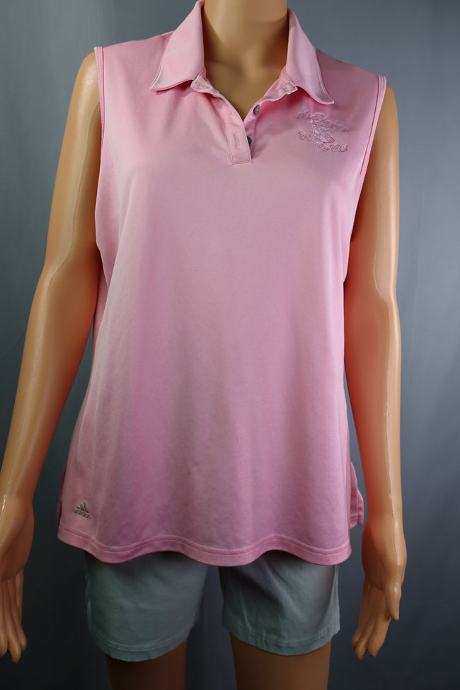 Adidas Sleeveless Polo, Pink, Size XL