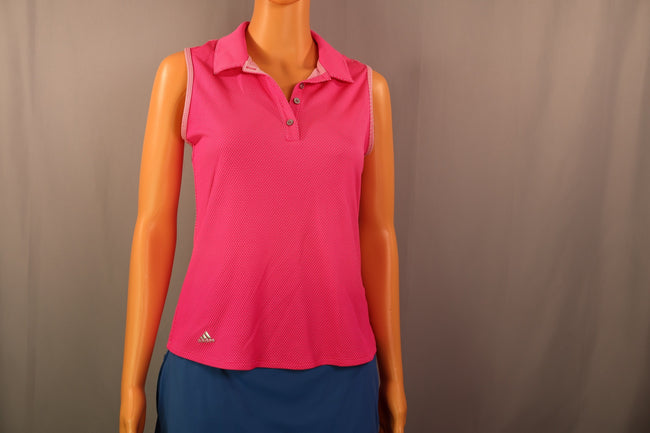 adidas Sleeveless Polo, Hot Pink, Size S